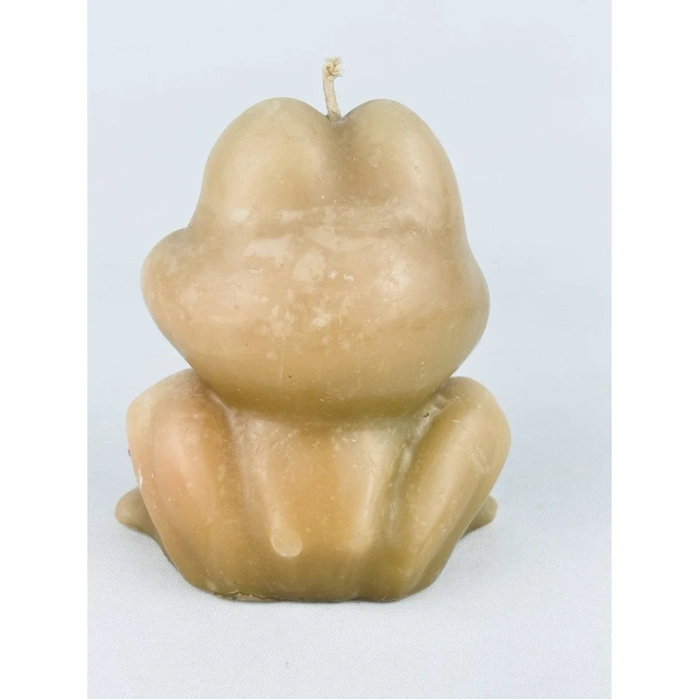 1970's Handcrafted Vintage Green Frog Figurine Wax Candle Never Burned Retro
